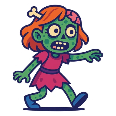 Zombie girl, vibrant toon style sticker