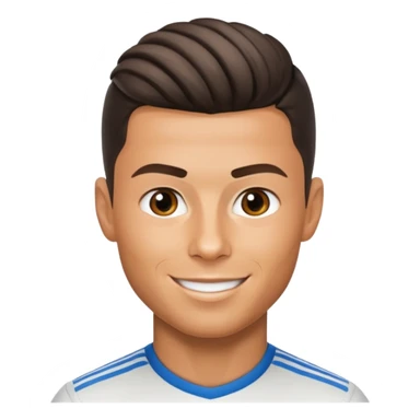 Cristiano Ronaldo apple style emoji, signature hairstyle, confident smile sticker