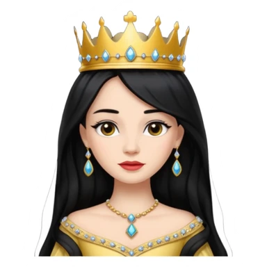Black long hair queen with crown and luxury dress sticker