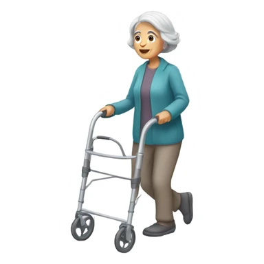 Old lady using a walker sticker