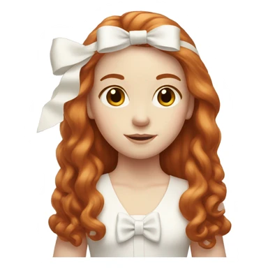 Red-haired girl with long hair and a white bow in hair with pale skin sticker
