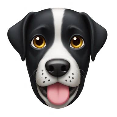 Black dog with white belly with sock in his mouth  sticker