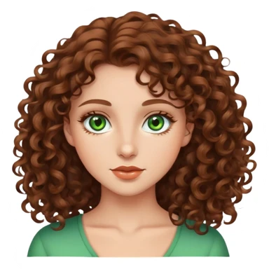 Beautiful girl with brown curly hair and green eyes sticker
