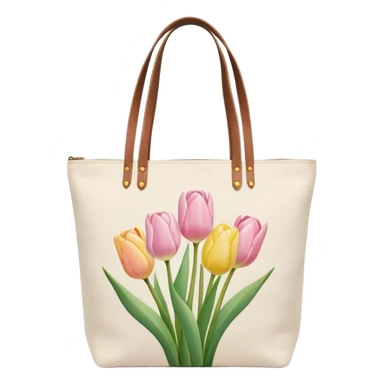canvas tote bag with pastel tulips sticker