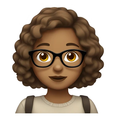 Girl with glasses Wavy brown hair holding a color palette sticker