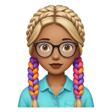 colorful braided hair girl with glasses sticker