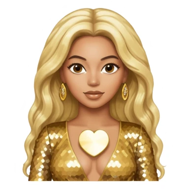 Beyonce long platinum blonde hair, gold outfit sticker