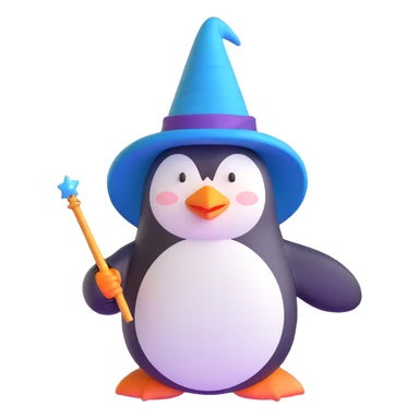 penguin wizard with magic wand sticker