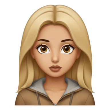 create a lebanese girl with nice juicy lips, blonde and brown hair mix (kinda dirty), shes wearing a tight zip up, she has nice big pretty eyes, and shes wearing a brown shirt sticker