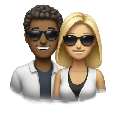 smiling couple with sunglasses sticker
