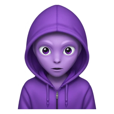 purple allien with hoodie sticker