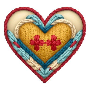 Vintage Patterned, Knitted, neutral colored heart  sticker