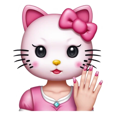 Hello kitty with baddie nails sticker