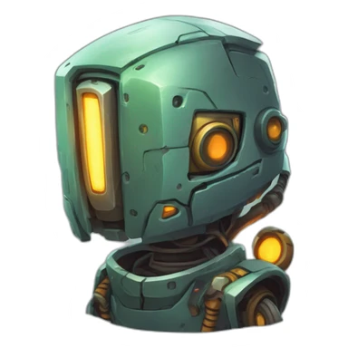 robot character scifi roguelike rpg style inspired by slay thee spire sticker