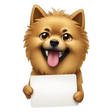 Spitz with a sign saying ban sticker