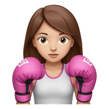 Girl with long brown hair brown eyes light skin wearing boxing pink boxing gloves sticker