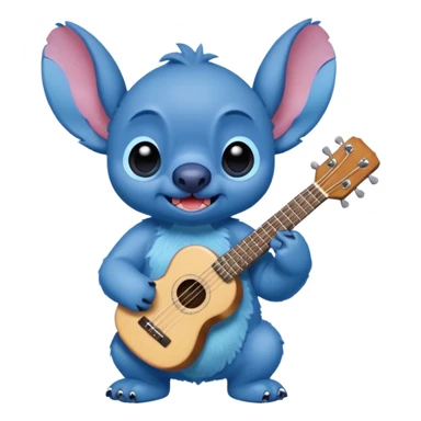 Stitch the blue alien from Lilo & Stitch holding a ukulele sticker