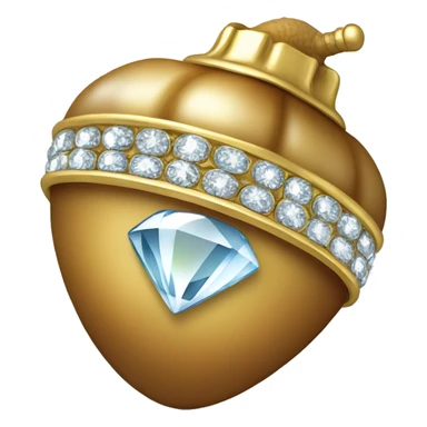 sparkling diamond Acorn, gold stem sticker