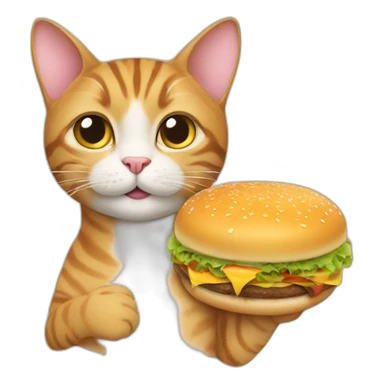 A cat holding a cheeseburger sticker