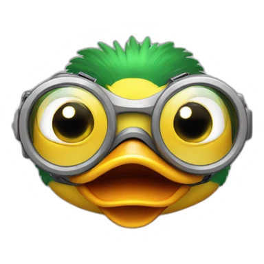 Angry duck with a pair of goggles on its head head shot sticker