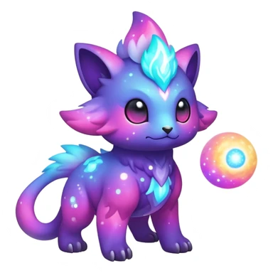Cute cool colorful nebula fantasy animal hybrid Fakemon full body sticker