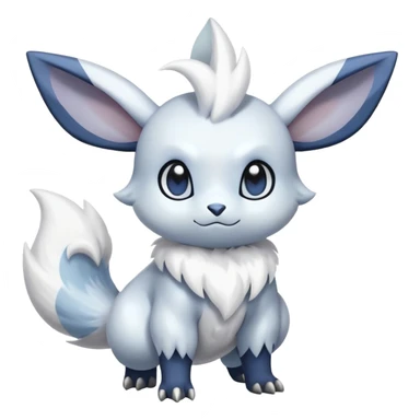 Shiny White Furry Snowy Ice-type Absol-Minccino-Emolga-Hybrid (Full body) sticker