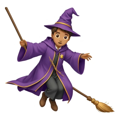 Hogwarts student in wizard robes falling off a broomstick sticker