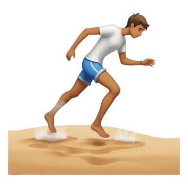 person tiptoeing quickly across extremely hot beach sand with steam rising from their footprints sticker
