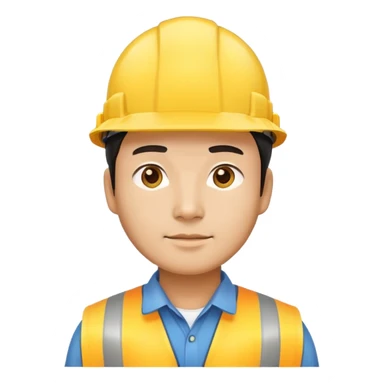 Man of Chinese appearance wearing a yellow construction hat sticker