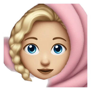 White girl with blue eyes wrapped in fuzzy pink blanket sticker