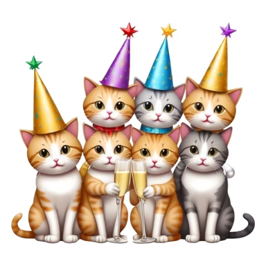 cats cheerings champange  sticker