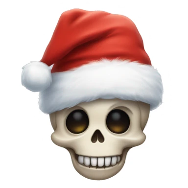 Cute, happy little skull wearing a fluffy Santa hat. sticker