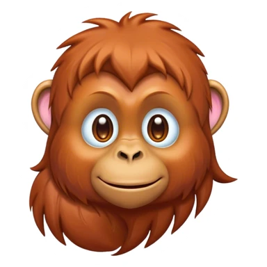Cinematic Cute Orangutan Portrait Emoji, Head tilted playfully and inquisitively, with a gentle, expressive face accented by soft, flowing fur and round, sparkling eyes brimming with warmth, Simplified yet irresistibly adorable features, highly detailed, glowing with a warm, friendly glow, high shine, affectionate and lively, stylized with a touch of jungle whimsy, bright and endearing, soft glowing outline, capturing the essence of a mischievous yet loving orangutan that seems as if it could swing out of the screen into your arms! sticker