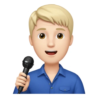 Man singing with microphone in his hand, spring background  sticker