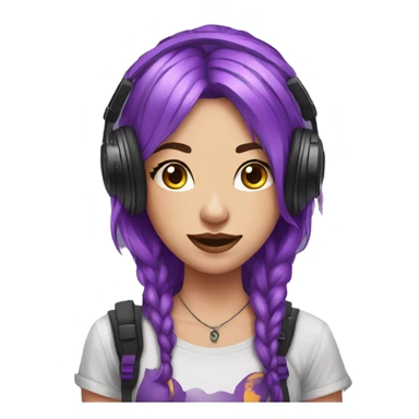 girl purple hair with a septum piercing and stretched ears with a gaming headset on sticker