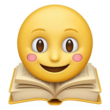 smiling face emoji with an open book in front sticker