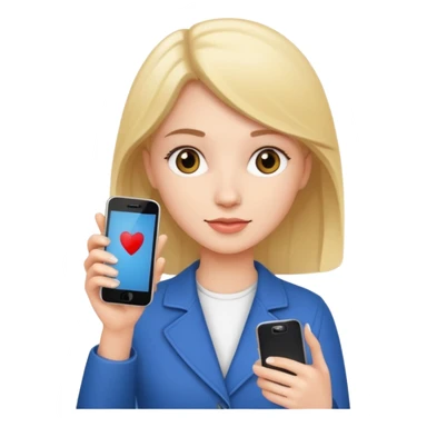 Mujer joven blanca con teléfono en mano  sticker