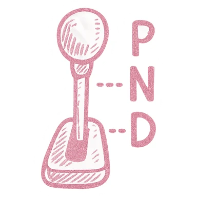 hand-drawn style pink gear stick with 3 settings icon sticker