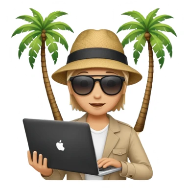  An open laptop on the beach. bildschirm ist schwarz und im hintergrund sind palmen, meer sticker