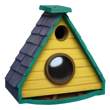 Susan’s Painted wooden flattened UFO alien spaceship shaped birdhouse —no emoji  sticker