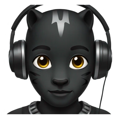 black panther wearing headphones sticker