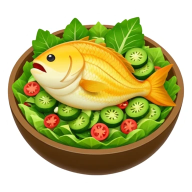 buatkan emoji salad namun berbentuk ikan 🐟 yang chubby untuk discord emoji tentang mancing untuk announcement  sticker