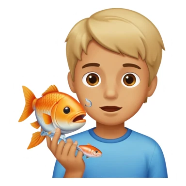 boy eating fish sticker