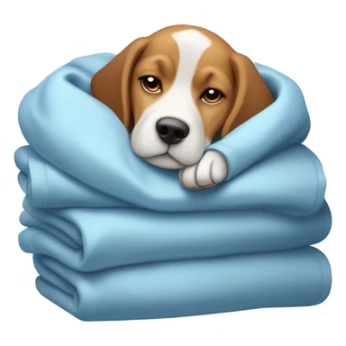 Cold Beagle under many blue blankets sticker