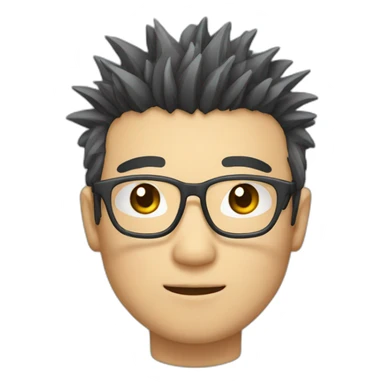 glasses, short hair, spiky hair, square face, asia, male sticker