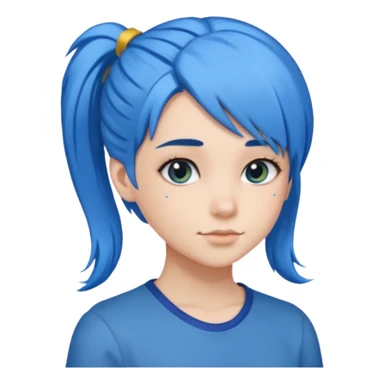 chica con pelo azul colita de costado sticker