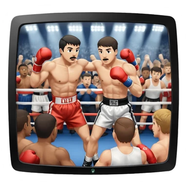 a boxing match shown on a television sticker