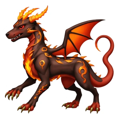 Copper-Bronze Molten-Lava Glow-Cracked Fiery-Runed Draconic Mega-Houndoom-Garchomp-Zygarde-hybrid-creature (full body) sticker