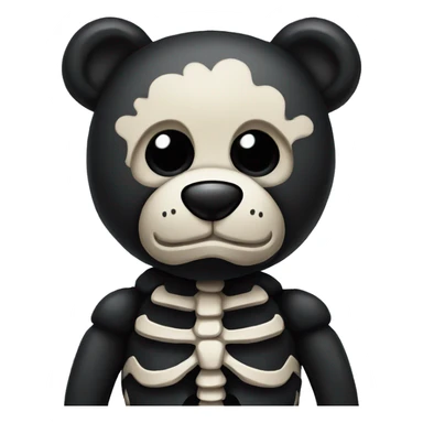 Black skeleton teddy bear sticker