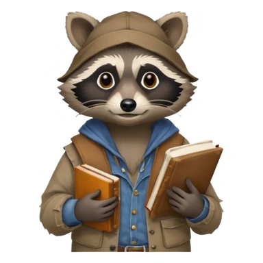 Hobo raccoon with a book sticker